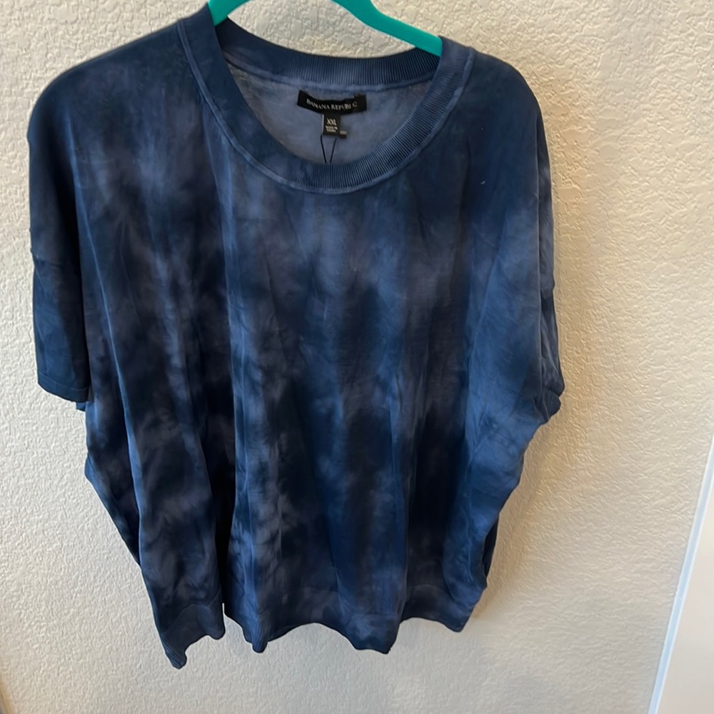 Banana Republic Linen Blend S/S Sweater, Blue Tie Dye, XXL